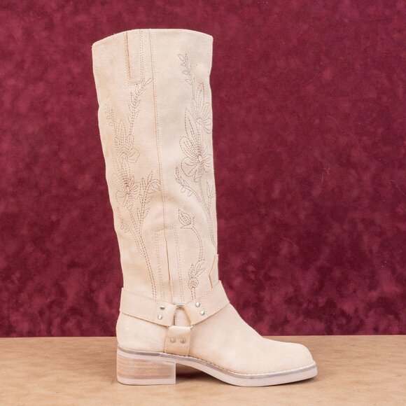 Lucky Brand Women Kujon Beige Suede Harness Riding Moto Tall Boots 5.5US EUR36 - Picture 10 of 10